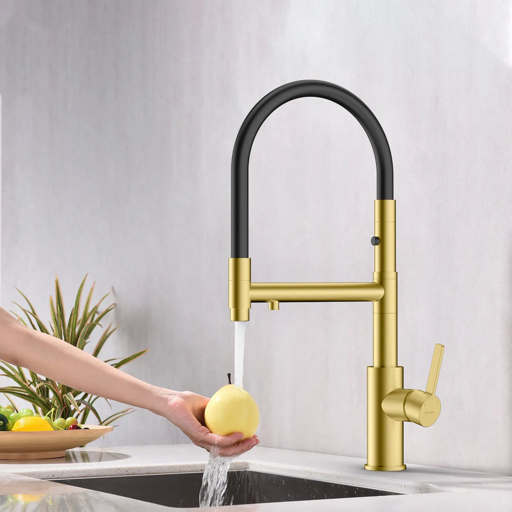 Semi-Pro Solid Brass Pull-Out Kitchen Faucet with Filtered Water Tap – 3-Function Sprayer – KFB1506