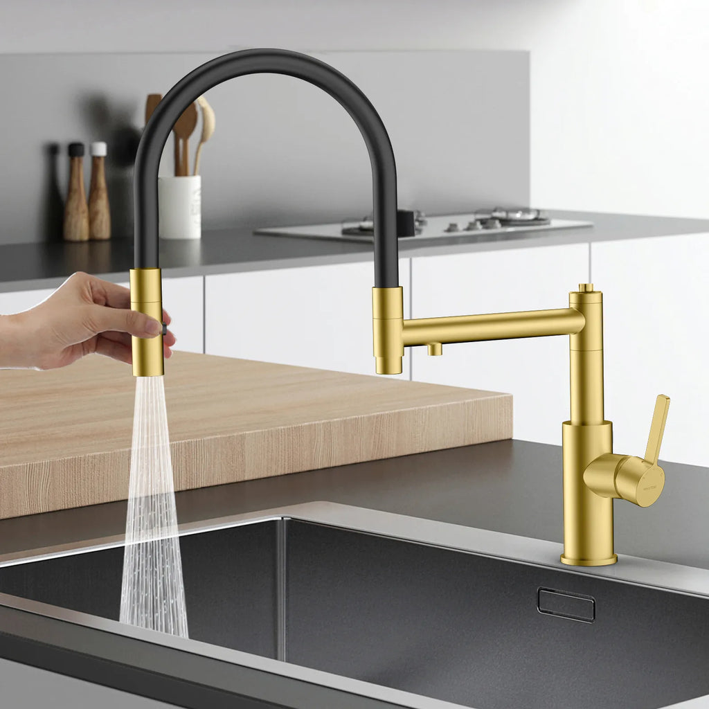 Semi-Pro Solid Brass Pull-Out Kitchen Faucet with Filtered Water Tap – 3-Function Sprayer – KFB1506