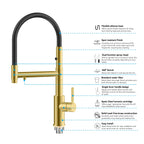 Semi-Pro Solid Brass Pull-Out Kitchen Faucet with Filtered Water Tap – 3-Function Sprayer – KFB1506