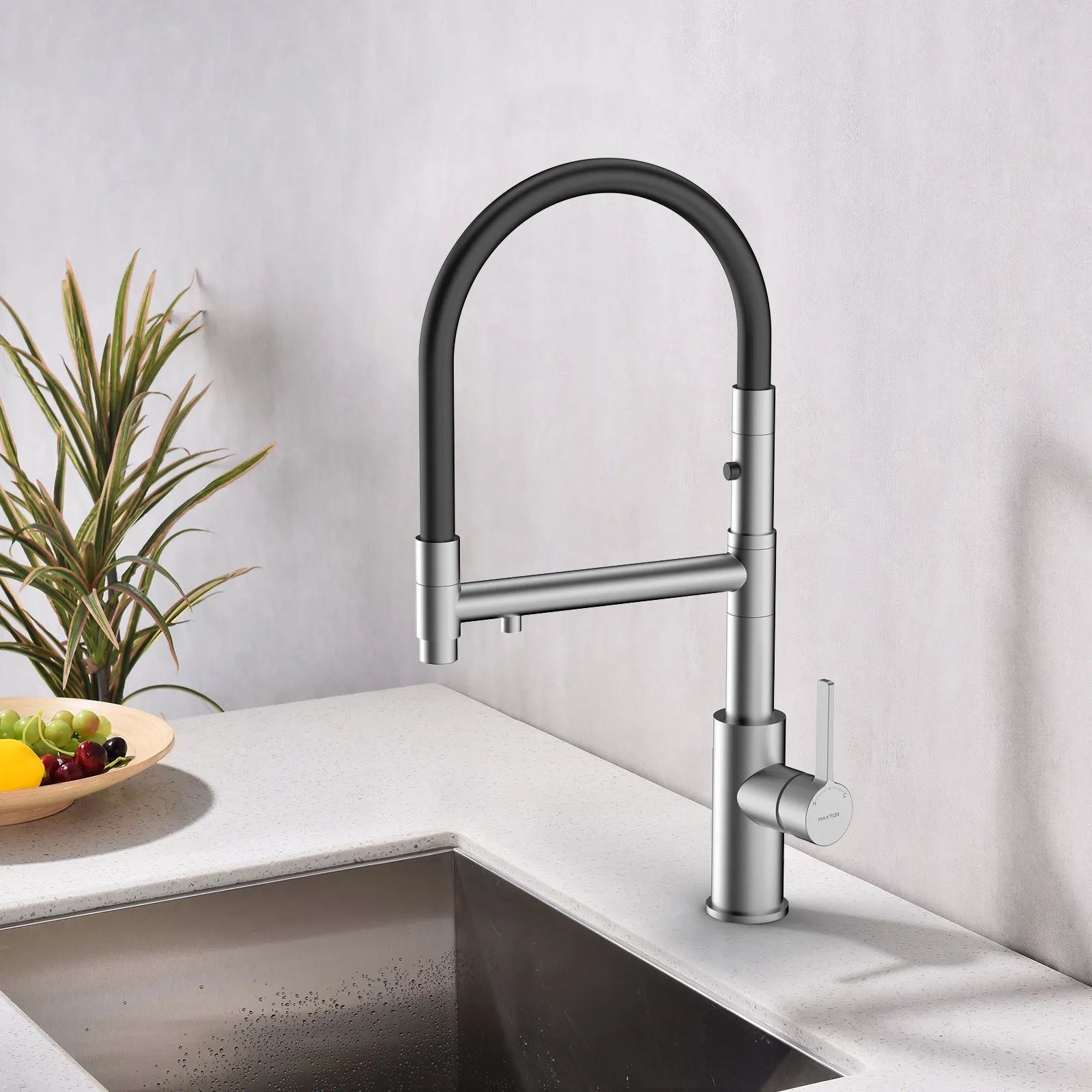 Semi-Pro Solid Brass Pull-Out Kitchen Faucet with Filtered Water Tap – 3-Function Sprayer – KFB1506