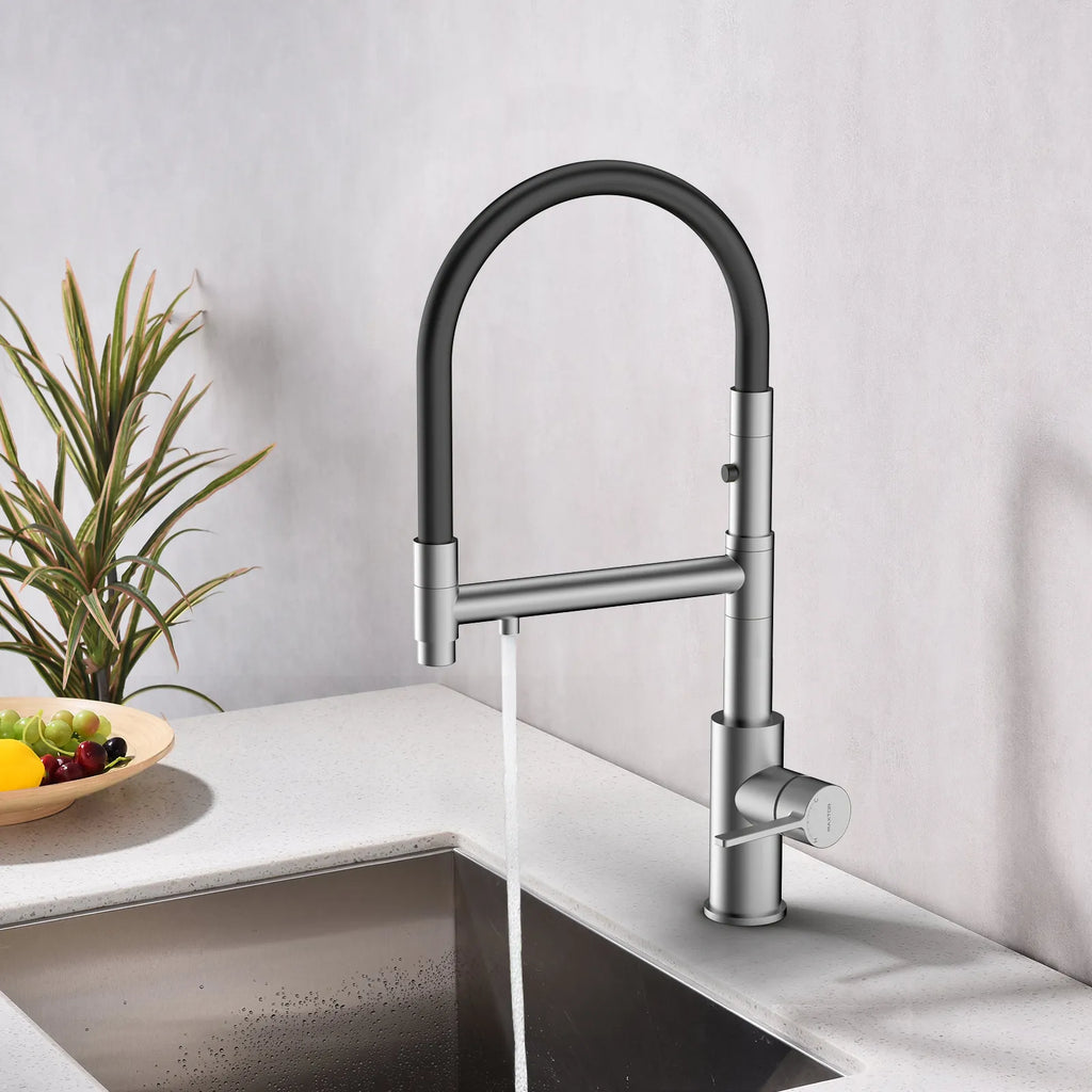 Semi-Pro Solid Brass Pull-Out Kitchen Faucet with Filtered Water Tap – 3-Function Sprayer – KFB1506