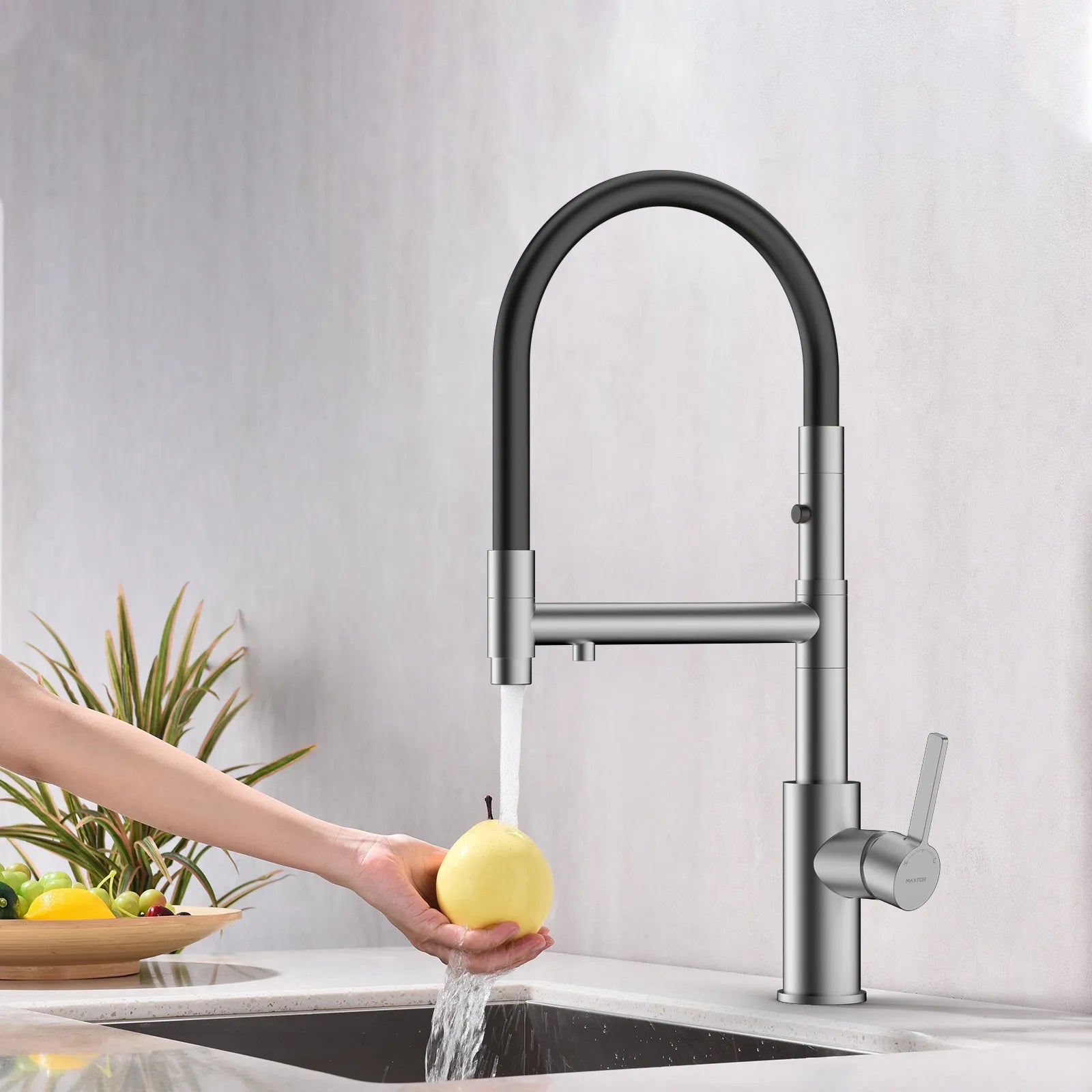 Semi-Pro Solid Brass Pull-Out Kitchen Faucet with Filtered Water Tap – 3-Function Sprayer – KFB1506