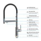 Semi-Pro Solid Brass Pull-Out Kitchen Faucet with Filtered Water Tap – 3-Function Sprayer – KFB1506