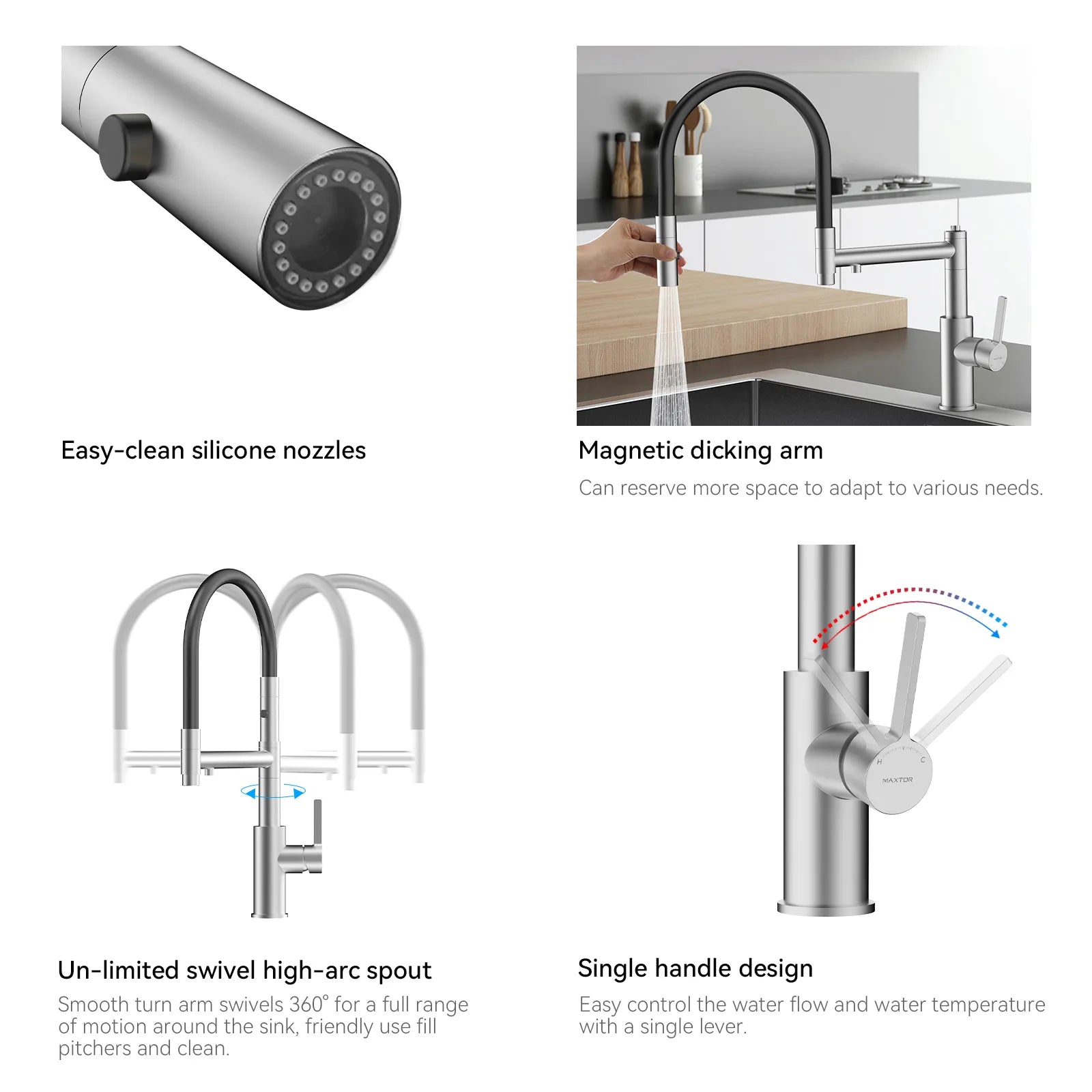 Semi-Pro Solid Brass Pull-Out Kitchen Faucet with Filtered Water Tap – 3-Function Sprayer – KFB1506