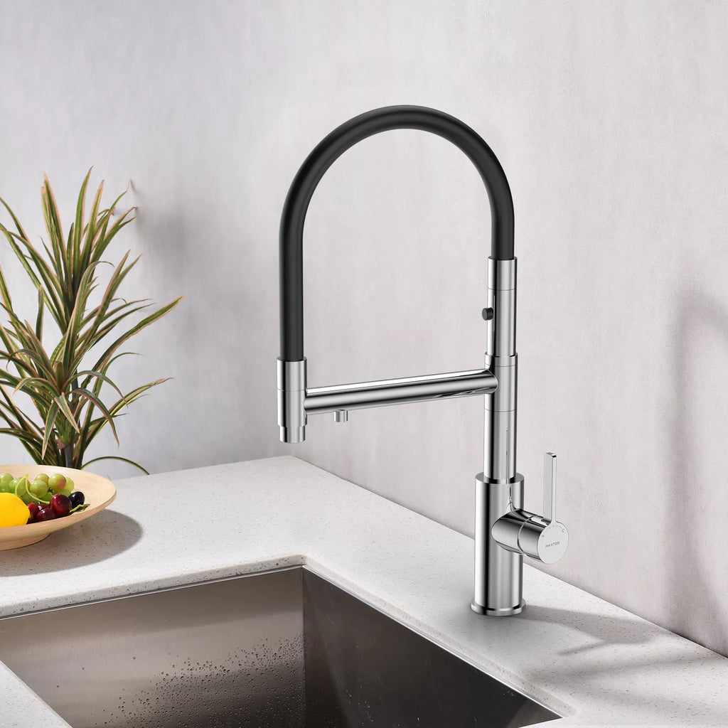 Semi-Pro Solid Brass Pull-Out Kitchen Faucet with Filtered Water Tap – 3-Function Sprayer – KFB1506
