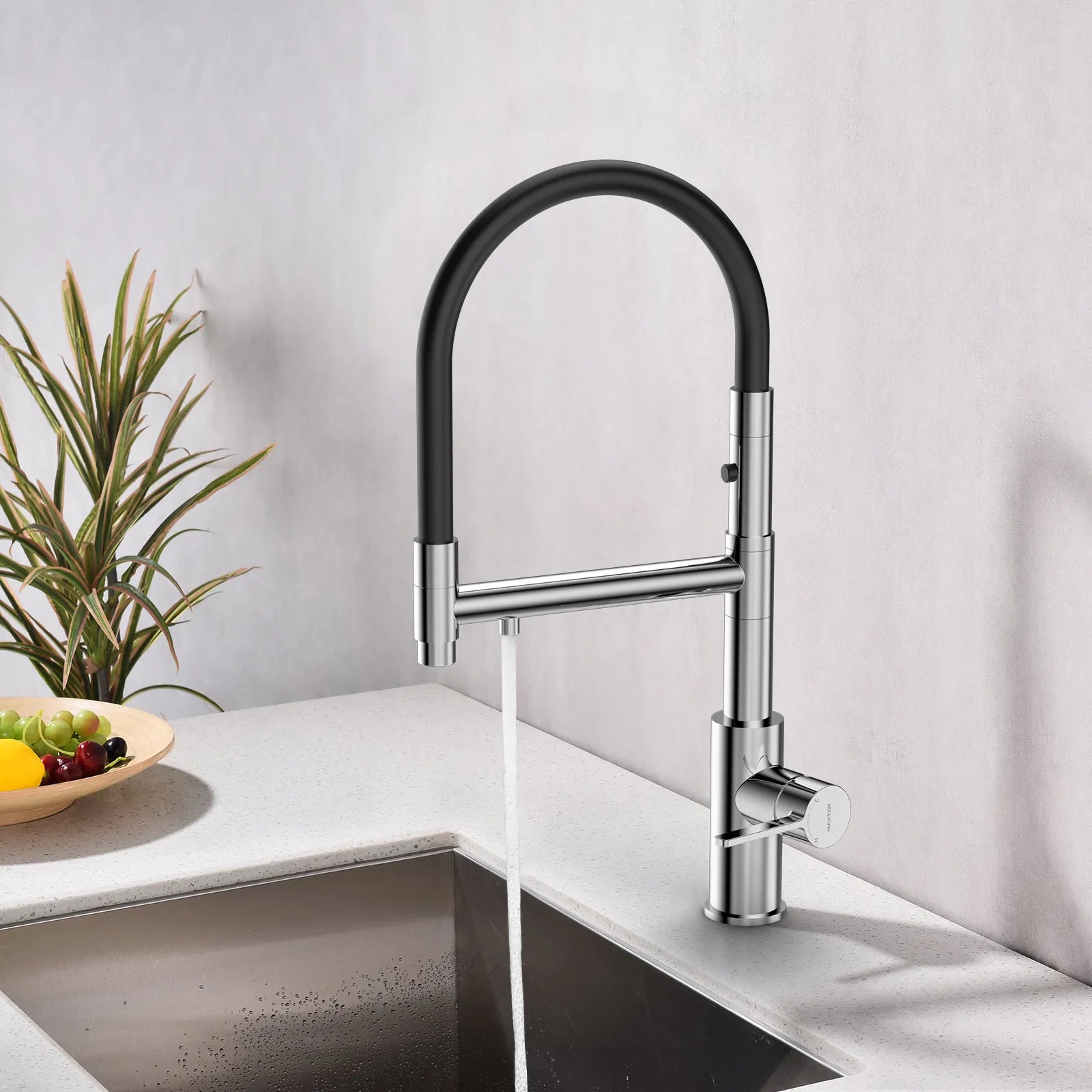 Semi-Pro Solid Brass Pull-Out Kitchen Faucet with Filtered Water Tap – 3-Function Sprayer – KFB1506