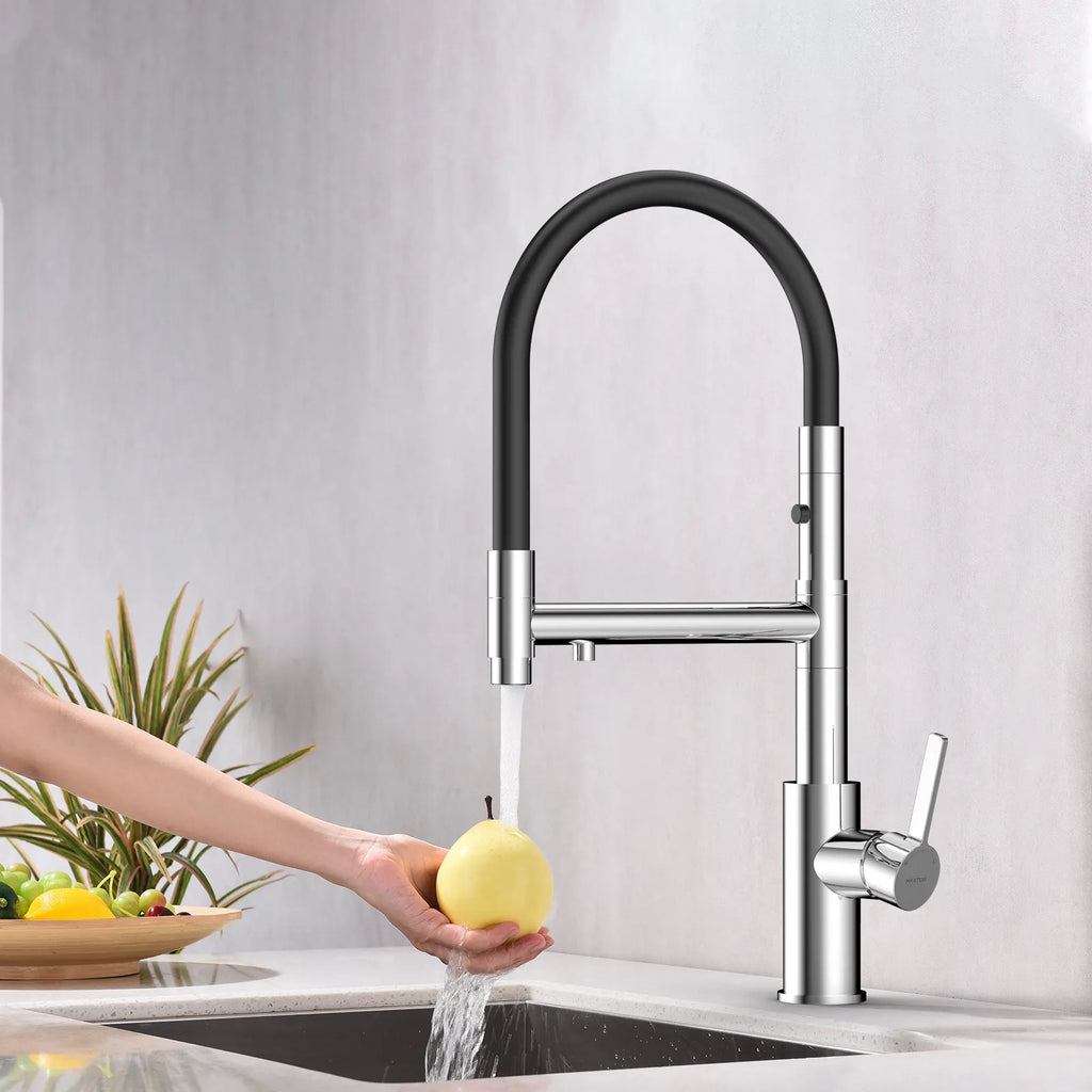 Semi-Pro Solid Brass Pull-Out Kitchen Faucet with Filtered Water Tap – 3-Function Sprayer – KFB1506