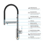 Semi-Pro Solid Brass Pull-Out Kitchen Faucet with Filtered Water Tap – 3-Function Sprayer – KFB1506