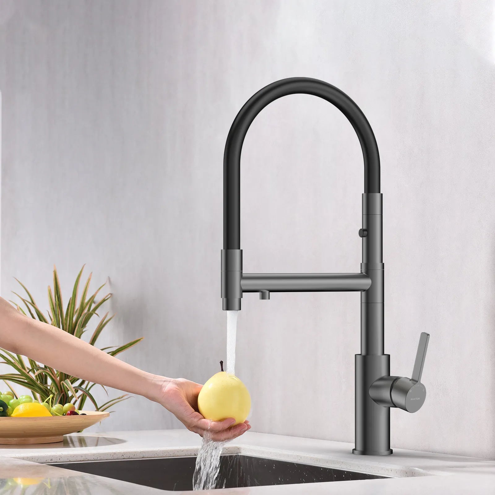 Semi-Pro Solid Brass Pull-Out Kitchen Faucet with Filtered Water Tap – 3-Function Sprayer – KFB1506
