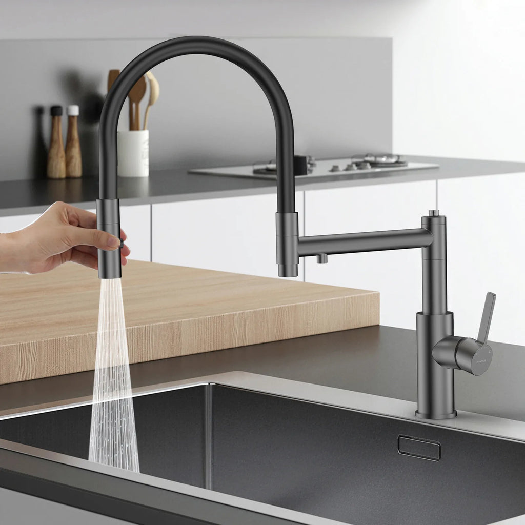 Semi-Pro Solid Brass Pull-Out Kitchen Faucet with Filtered Water Tap – 3-Function Sprayer – KFB1506