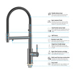 Semi-Pro Solid Brass Pull-Out Kitchen Faucet with Filtered Water Tap – 3-Function Sprayer – KFB1506