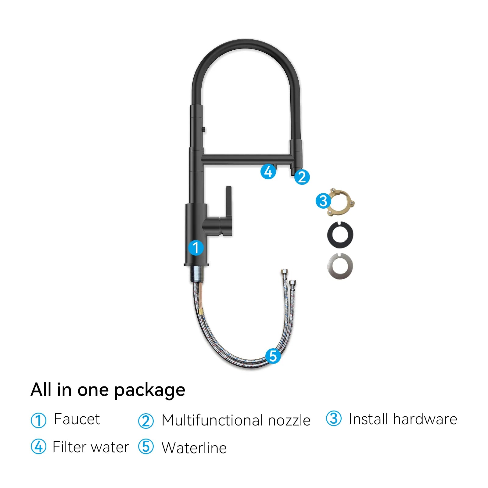 Semi-Pro Solid Brass Pull-Out Kitchen Faucet with Filtered Water Tap – 3-Function Sprayer – KFB1506