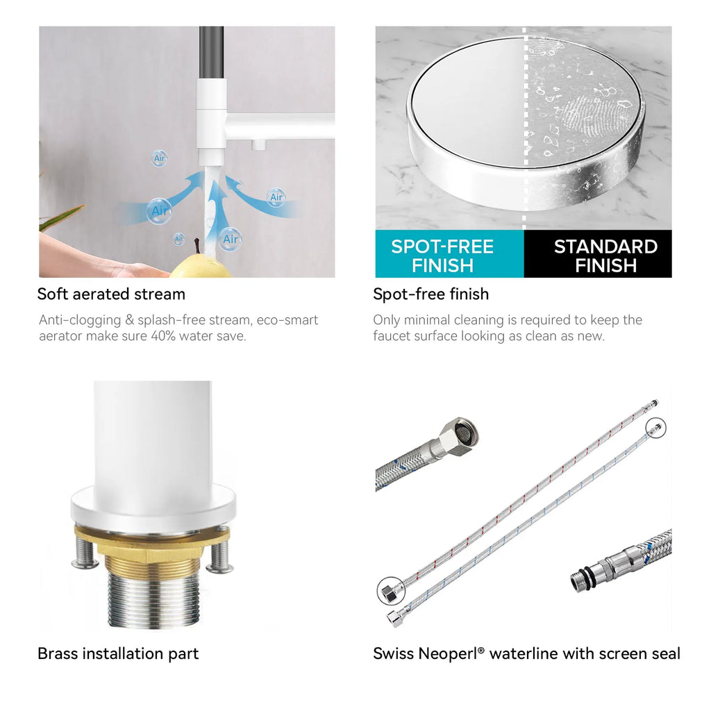 Semi-Pro Solid Brass Pull-Out Kitchen Faucet with Filtered Water Tap – 3-Function Sprayer – KFB1506