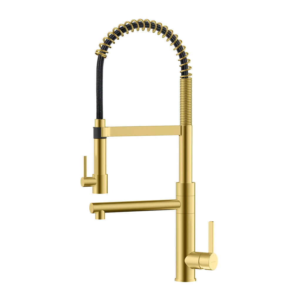 Semi-Pro Solid Brass Pull-Out Kitchen Faucet with Filtered Water Tap – Dual-Function Sprayer – KFB1508 Brushed Gold