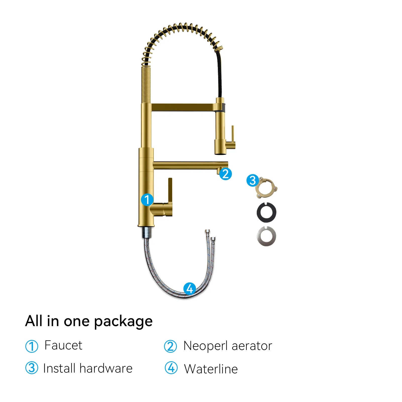 Semi-Pro Solid Brass Pull-Out Kitchen Faucet with Filtered Water Tap – Dual-Function Sprayer – KFB1508