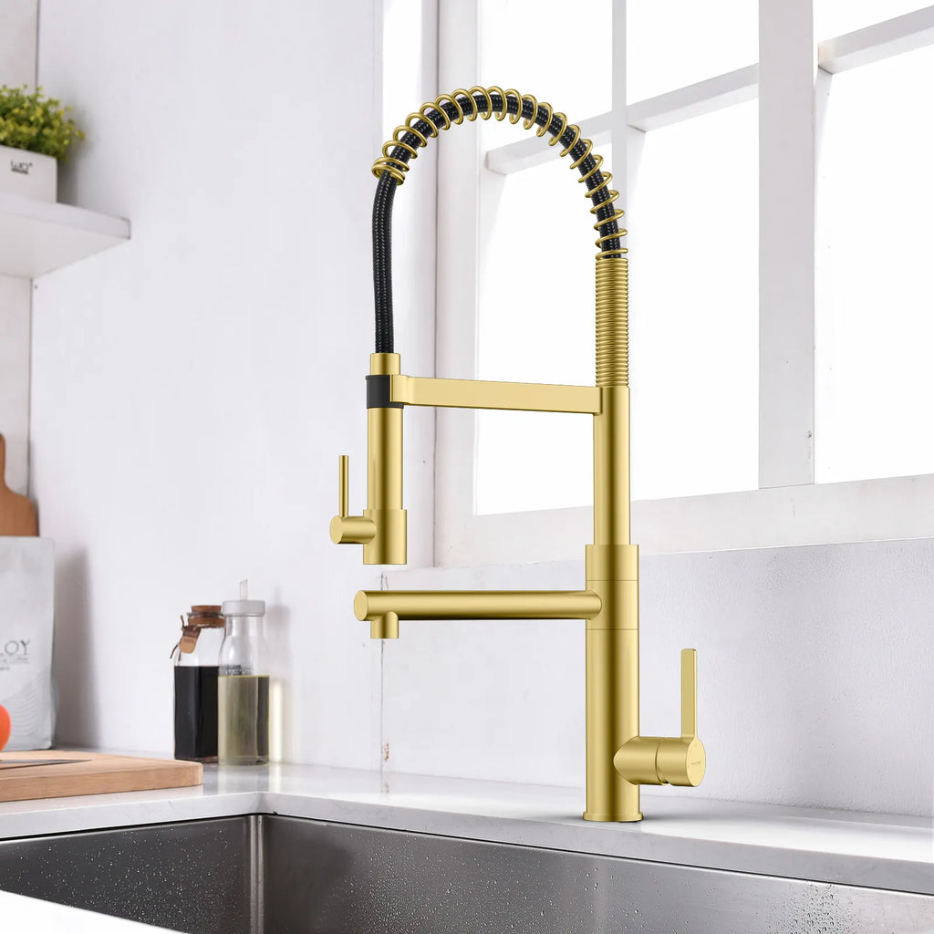 Semi-Pro Solid Brass Pull-Out Kitchen Faucet with Filtered Water Tap – Dual-Function Sprayer – KFB1508