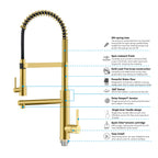 Semi-Pro Solid Brass Pull-Out Kitchen Faucet with Filtered Water Tap – Dual-Function Sprayer – KFB1508