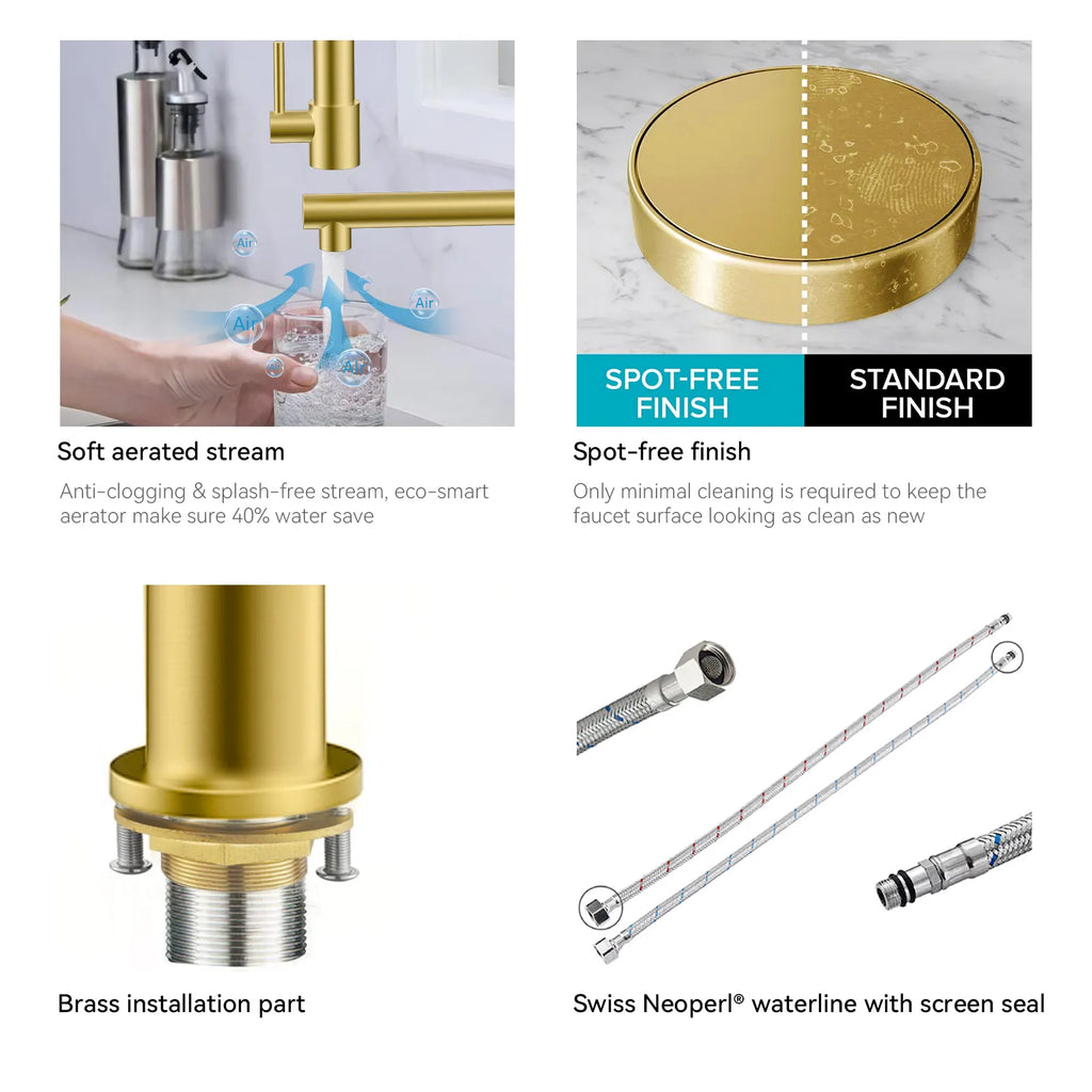 Semi-Pro Solid Brass Pull-Out Kitchen Faucet with Filtered Water Tap – Dual-Function Sprayer – KFB1508