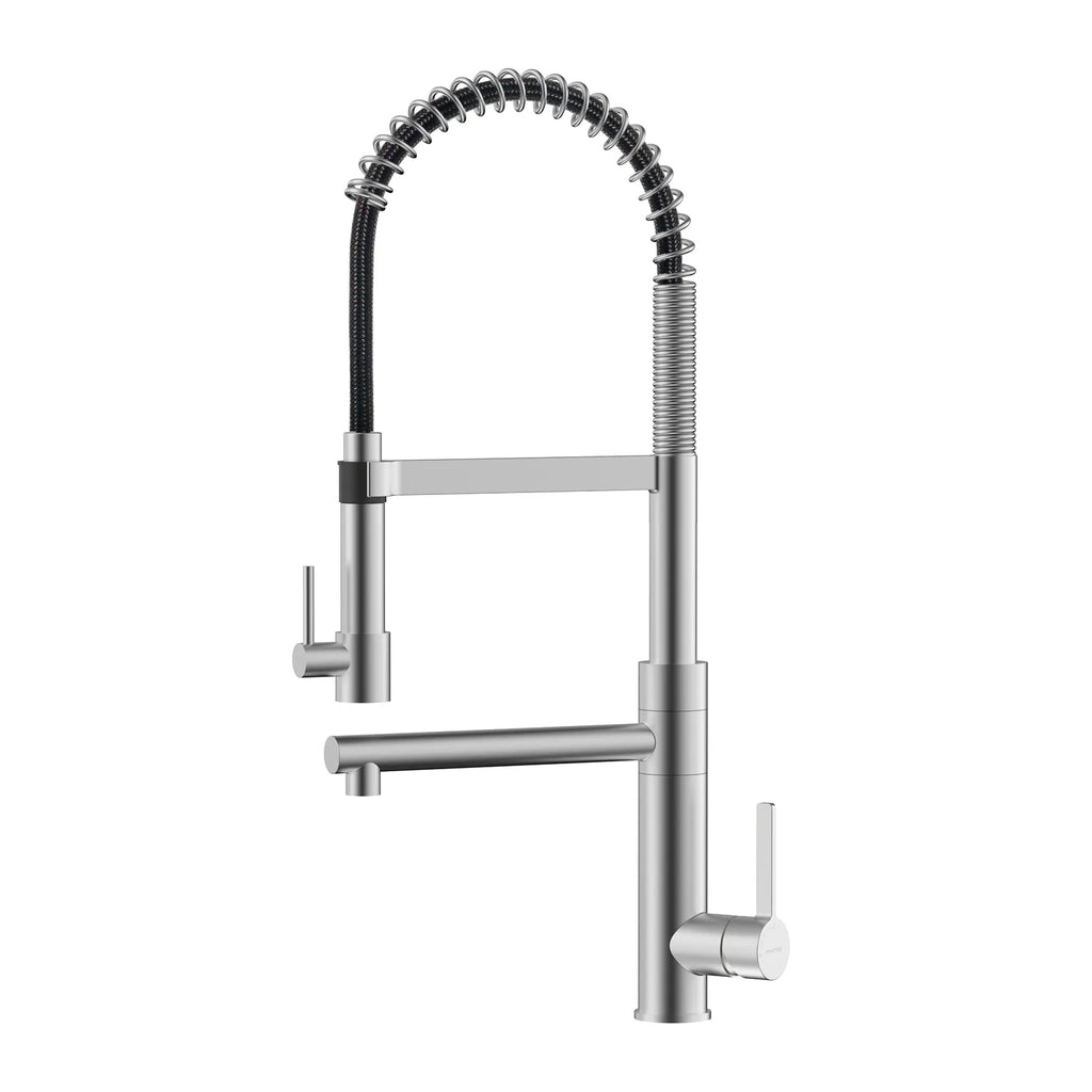 Semi-Pro Solid Brass Pull-Out Kitchen Faucet with Filtered Water Tap – Dual-Function Sprayer – KFB1508 Brushed Nickel