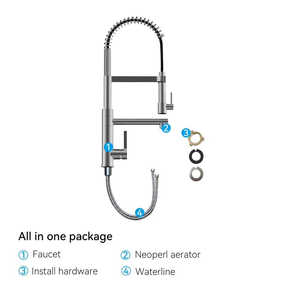 Semi-Pro Solid Brass Pull-Out Kitchen Faucet with Filtered Water Tap – Dual-Function Sprayer – KFB1508