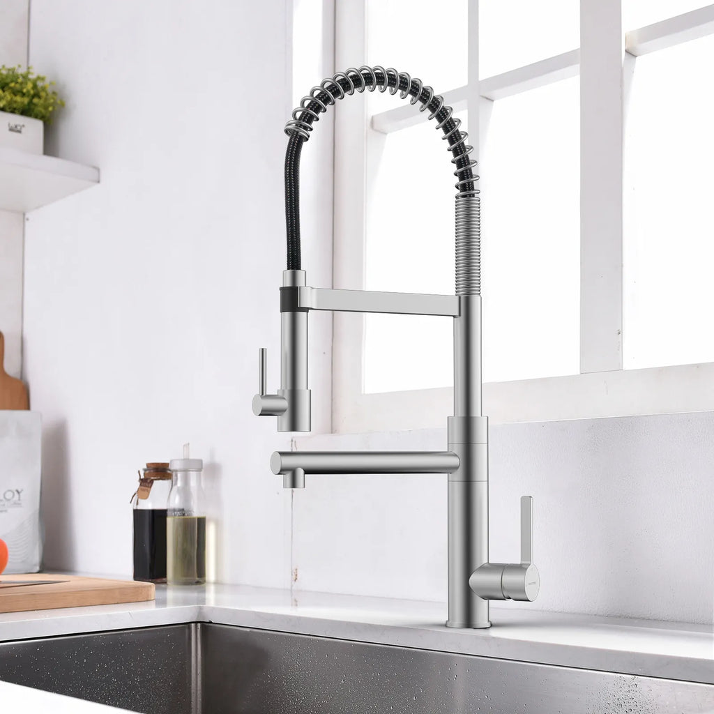 Semi-Pro Solid Brass Pull-Out Kitchen Faucet with Filtered Water Tap – Dual-Function Sprayer – KFB1508