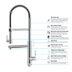 Semi-Pro Solid Brass Pull-Out Kitchen Faucet with Filtered Water Tap – Dual-Function Sprayer – KFB1508