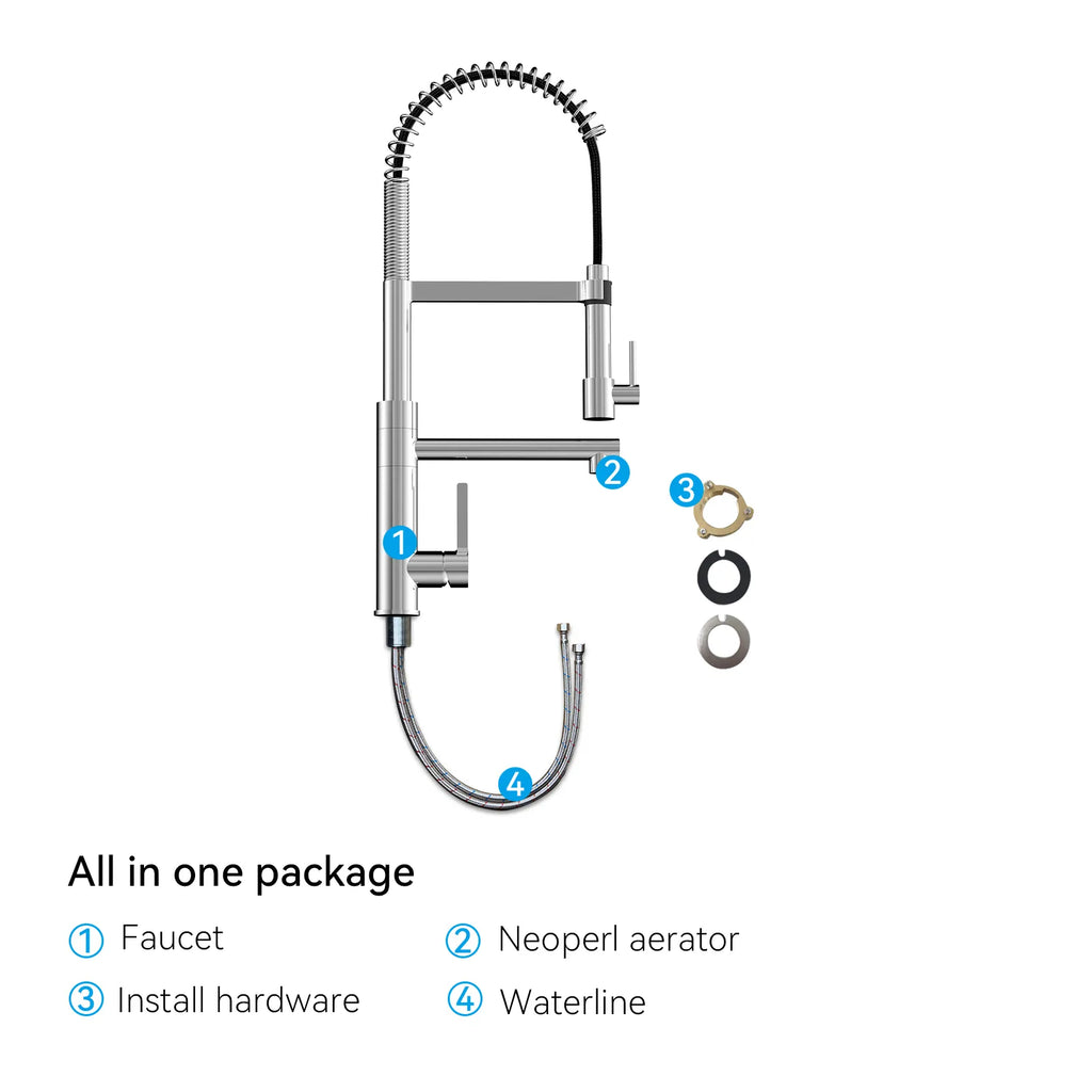 Semi-Pro Solid Brass Pull-Out Kitchen Faucet with Filtered Water Tap – Dual-Function Sprayer – KFB1508