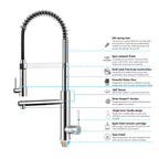Semi-Pro Solid Brass Pull-Out Kitchen Faucet with Filtered Water Tap – Dual-Function Sprayer – KFB1508