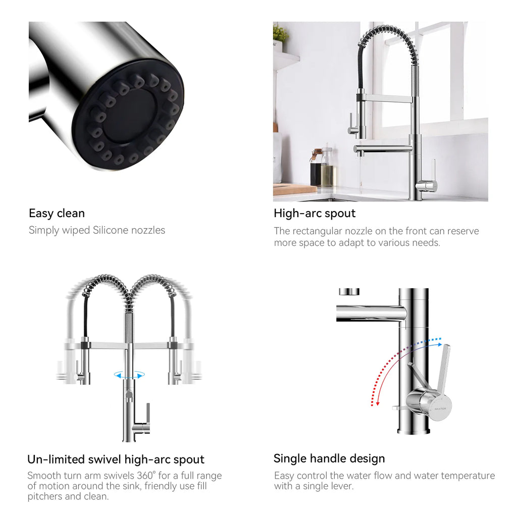 Semi-Pro Solid Brass Pull-Out Kitchen Faucet with Filtered Water Tap – Dual-Function Sprayer – KFB1508