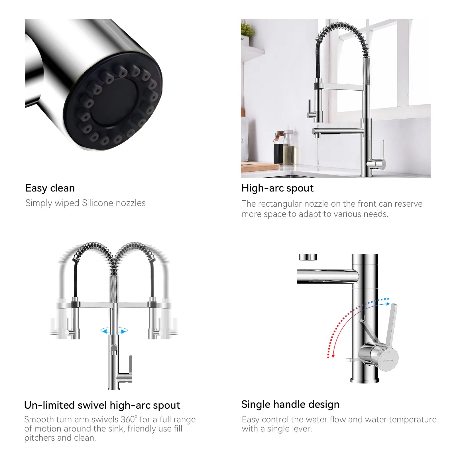 Semi-Pro Solid Brass Pull-Out Kitchen Faucet with Filtered Water Tap – Dual-Function Sprayer – KFB1508