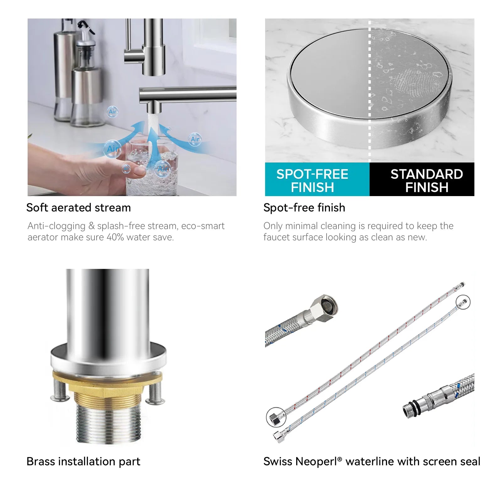 Semi-Pro Solid Brass Pull-Out Kitchen Faucet with Filtered Water Tap – Dual-Function Sprayer – KFB1508