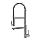 Semi-Pro Solid Brass Pull-Out Kitchen Faucet with Filtered Water Tap – Dual-Function Sprayer – KFB1508 Brushed Gun Metal