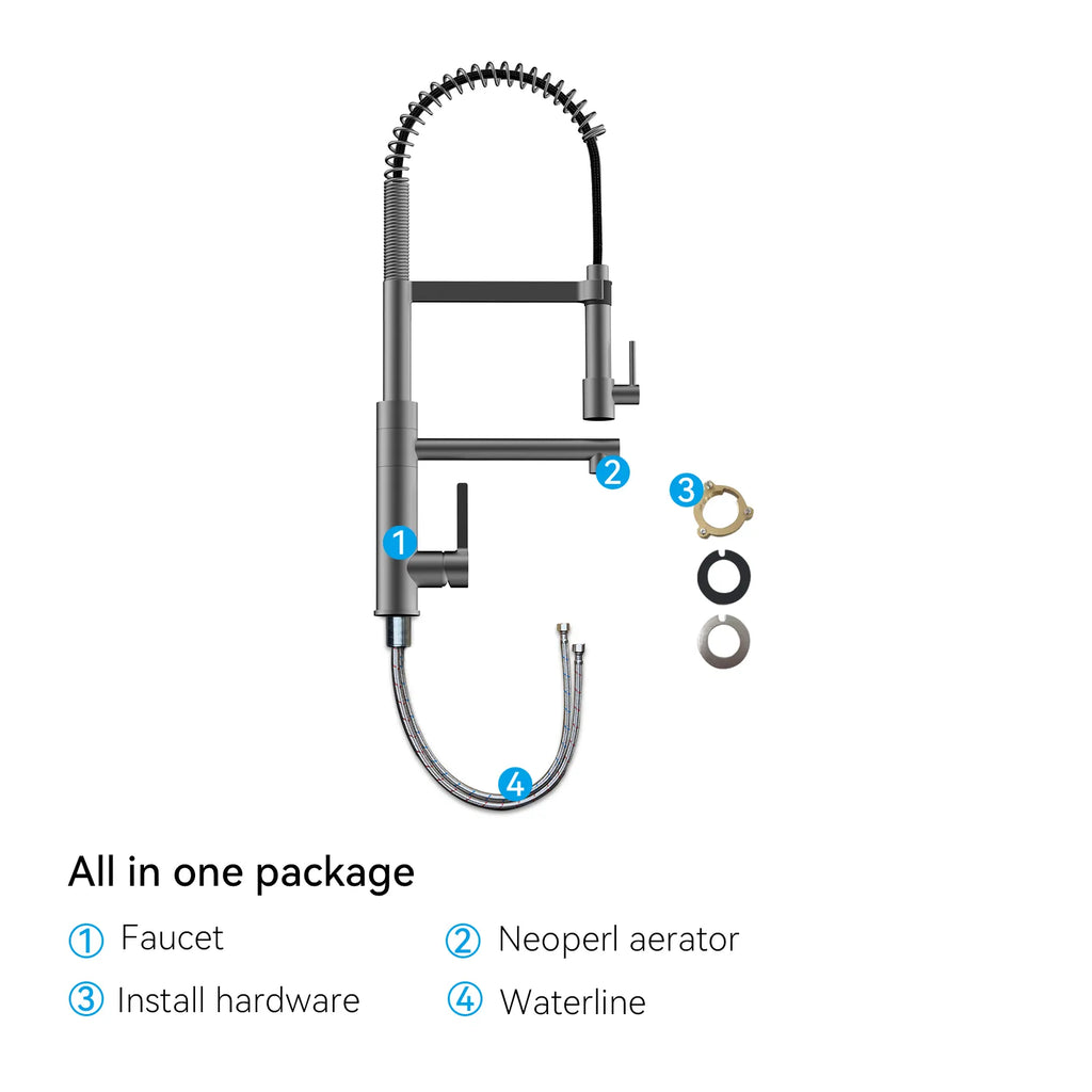 Semi-Pro Solid Brass Pull-Out Kitchen Faucet with Filtered Water Tap – Dual-Function Sprayer – KFB1508