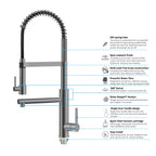 Semi-Pro Solid Brass Pull-Out Kitchen Faucet with Filtered Water Tap – Dual-Function Sprayer – KFB1508