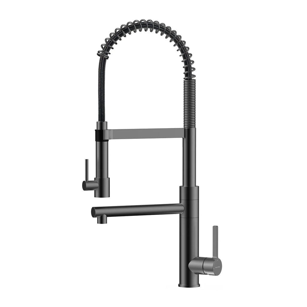 Semi-Pro Solid Brass Pull-Out Kitchen Faucet with Filtered Water Tap – Dual-Function Sprayer – KFB1508 Matte Black