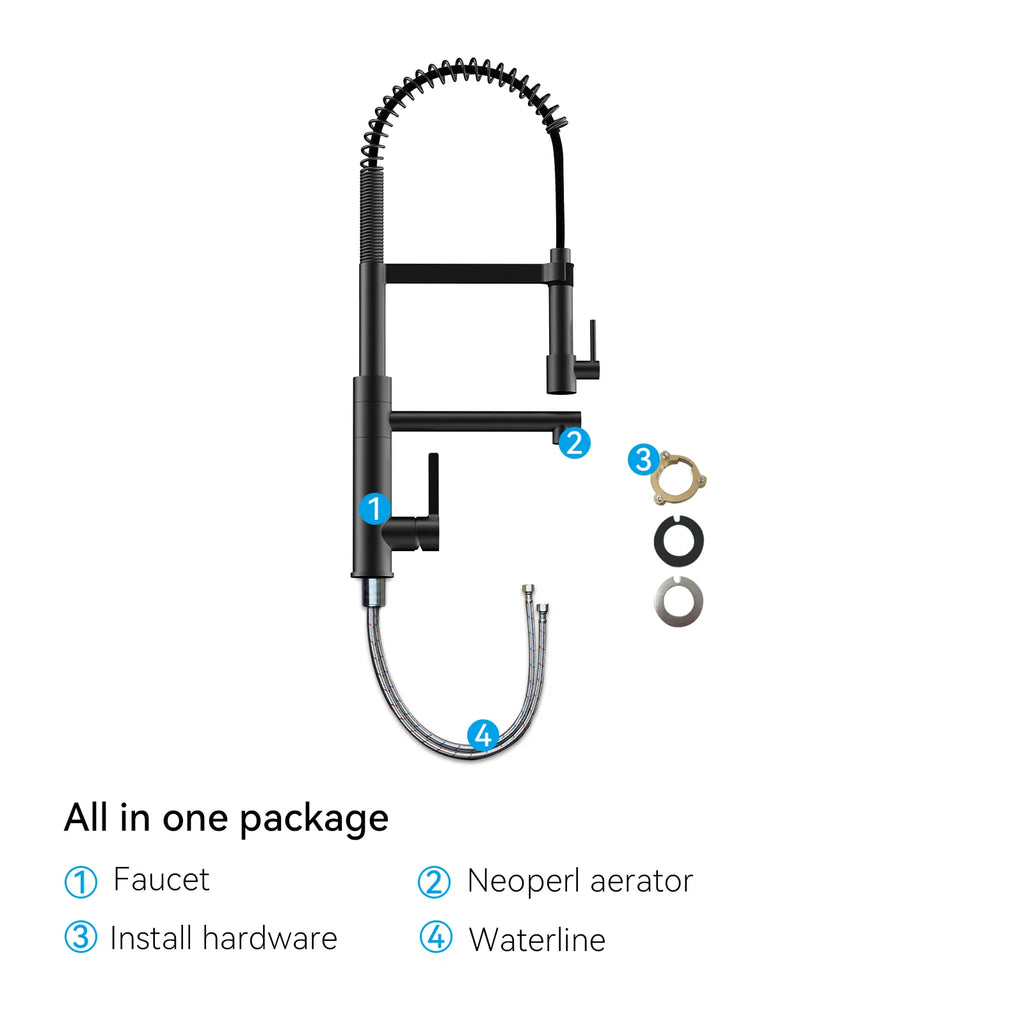 Semi-Pro Solid Brass Pull-Out Kitchen Faucet with Filtered Water Tap – Dual-Function Sprayer – KFB1508