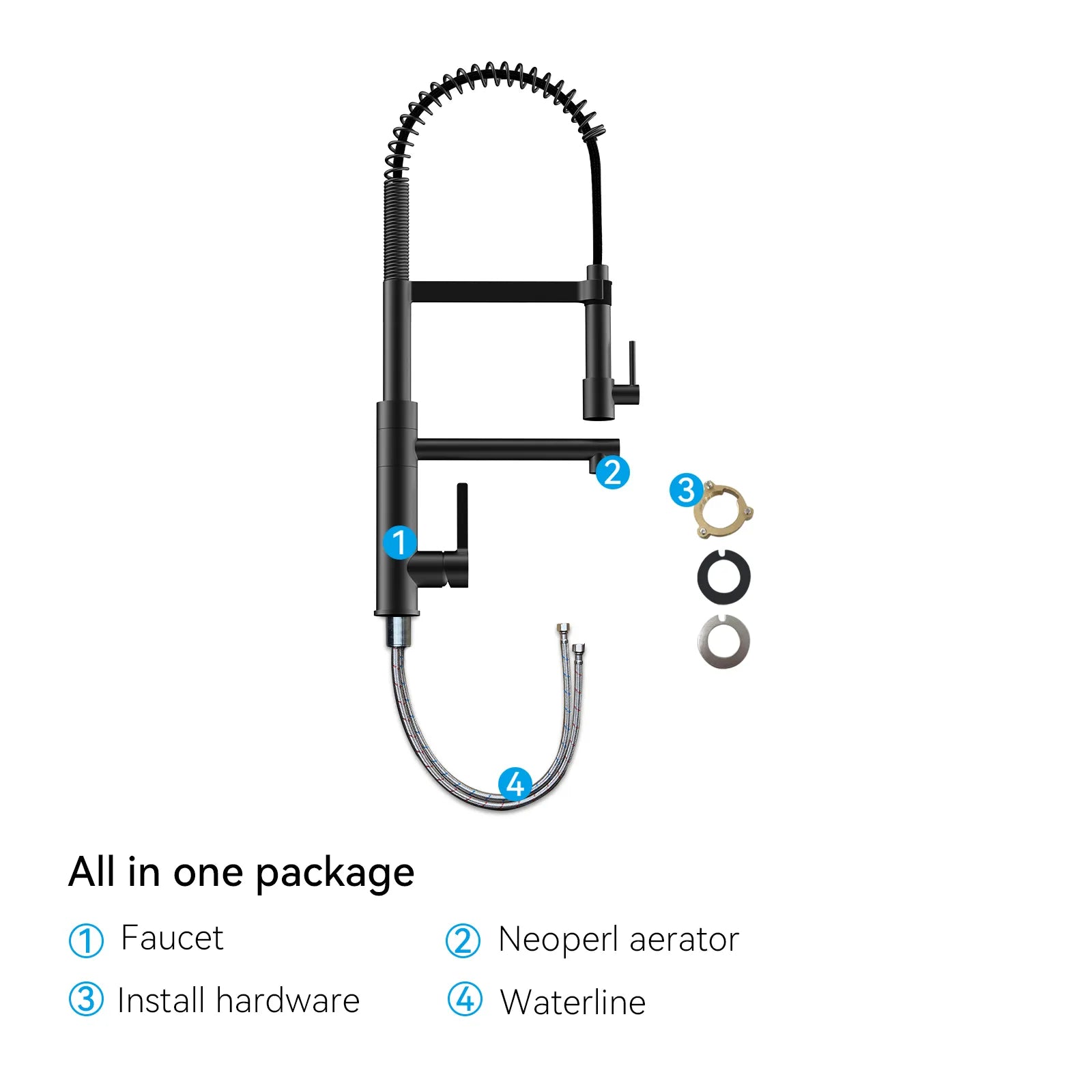 Semi-Pro Solid Brass Pull-Out Kitchen Faucet with Filtered Water Tap – Dual-Function Sprayer – KFB1508