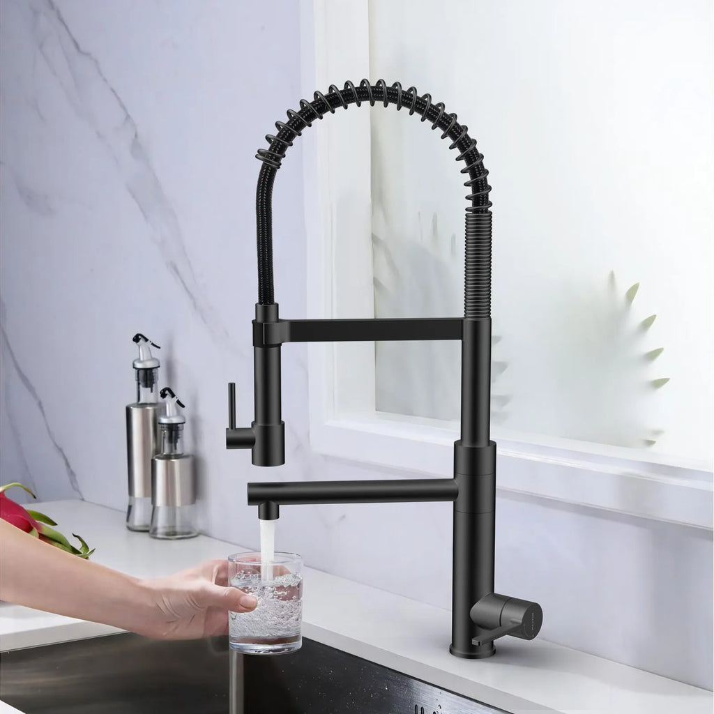 Semi-Pro Solid Brass Pull-Out Kitchen Faucet with Filtered Water Tap – Dual-Function Sprayer – KFB1508