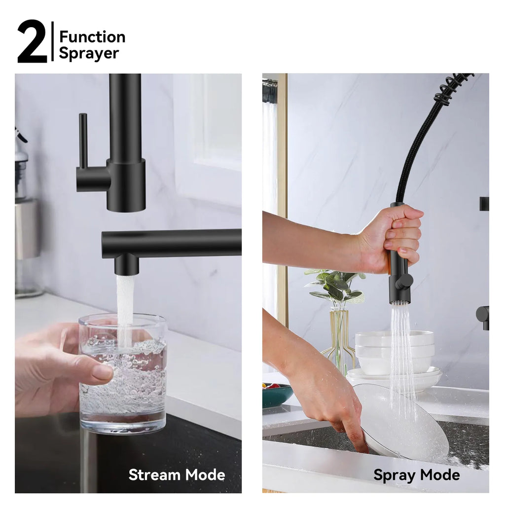 Semi-Pro Solid Brass Pull-Out Kitchen Faucet with Filtered Water Tap – Dual-Function Sprayer – KFB1508