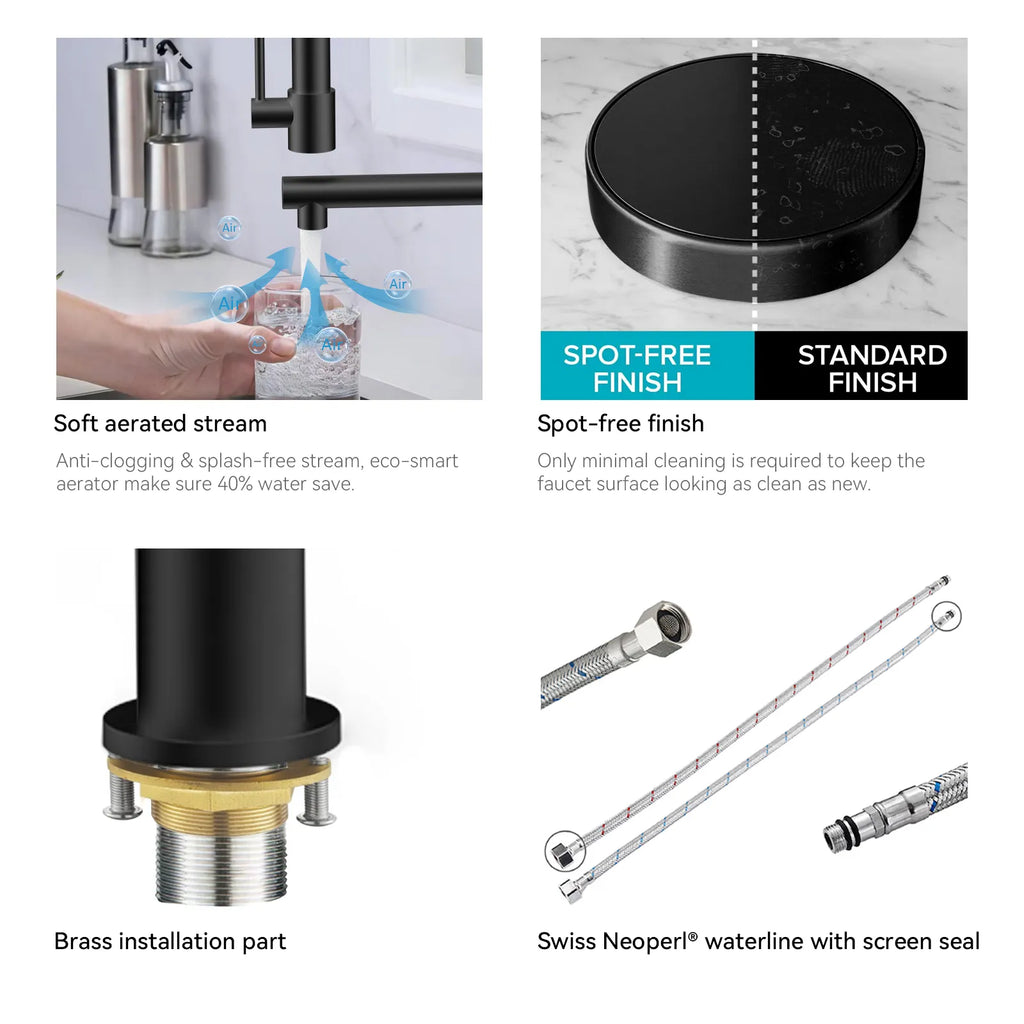 Semi-Pro Solid Brass Pull-Out Kitchen Faucet with Filtered Water Tap – Dual-Function Sprayer – KFB1508