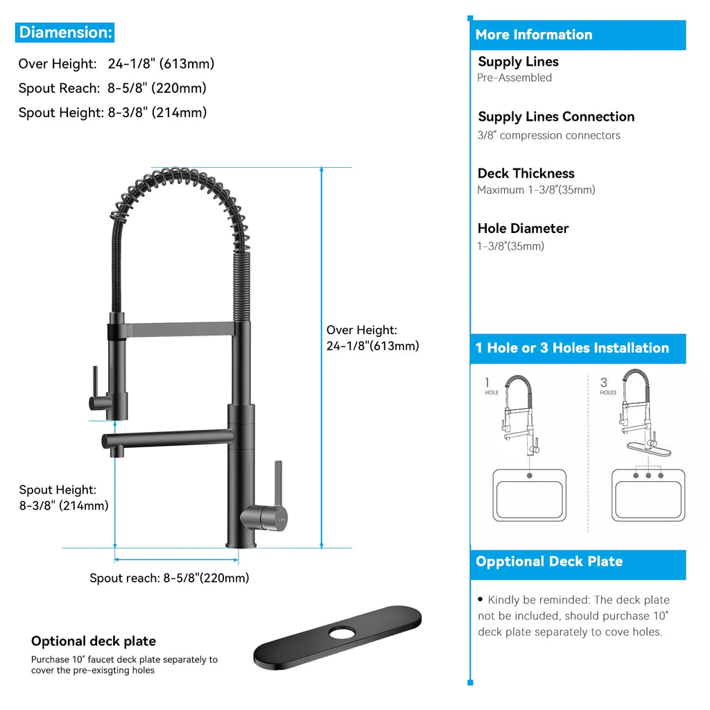 Semi-Pro Solid Brass Pull-Out Kitchen Faucet with Filtered Water Tap – Dual-Function Sprayer – KFB1508