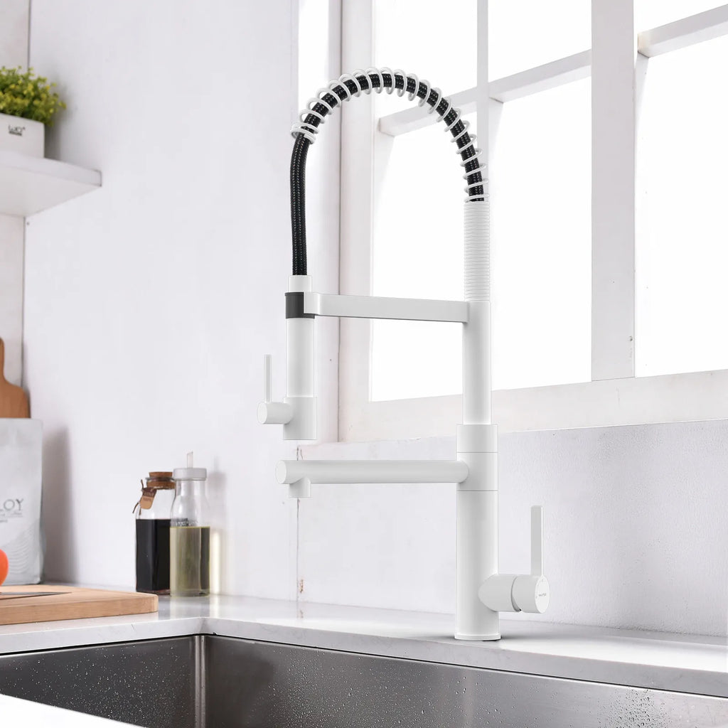 Semi-Pro Solid Brass Pull-Out Kitchen Faucet with Filtered Water Tap – Dual-Function Sprayer – KFB1508