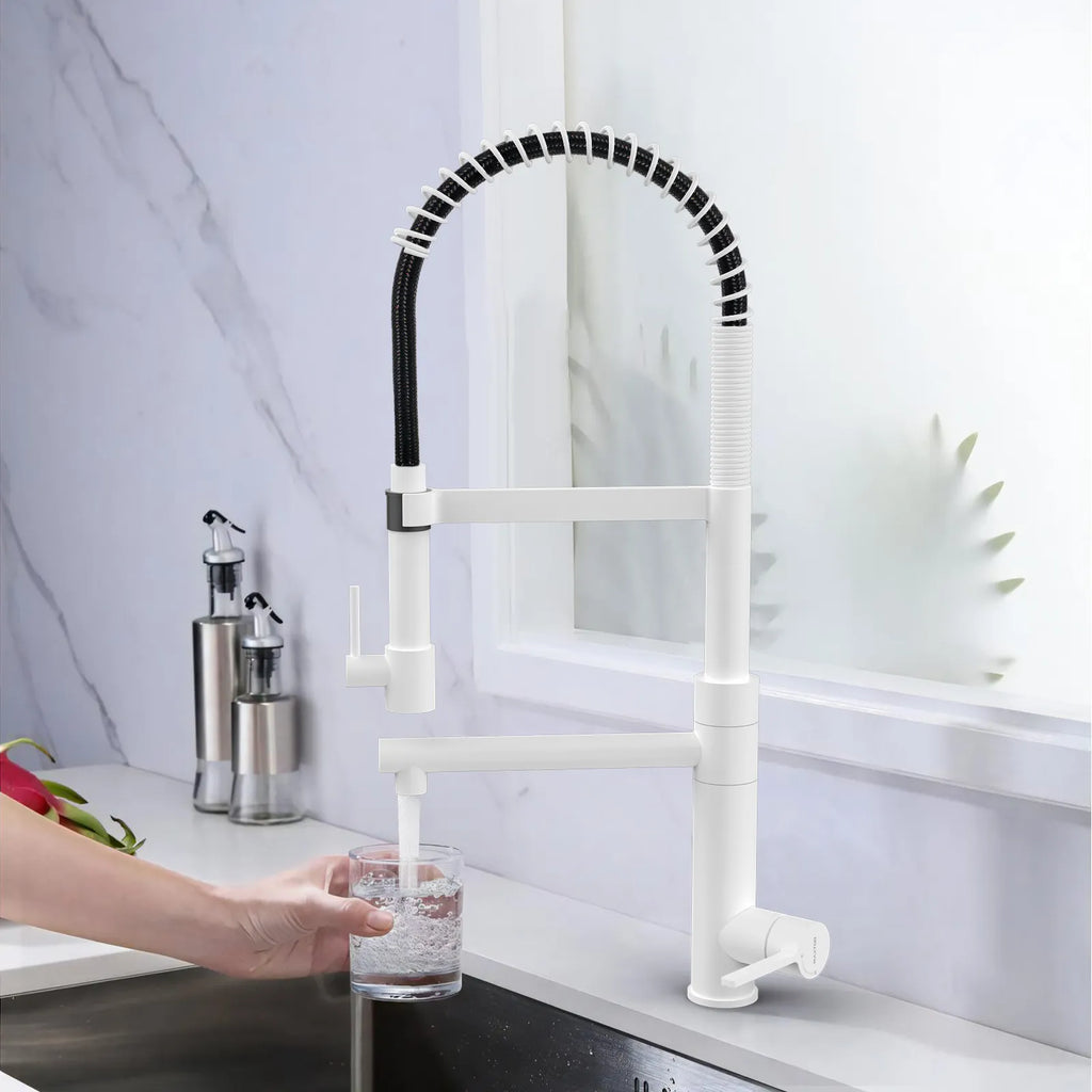 Semi-Pro Solid Brass Pull-Out Kitchen Faucet with Filtered Water Tap – Dual-Function Sprayer – KFB1508