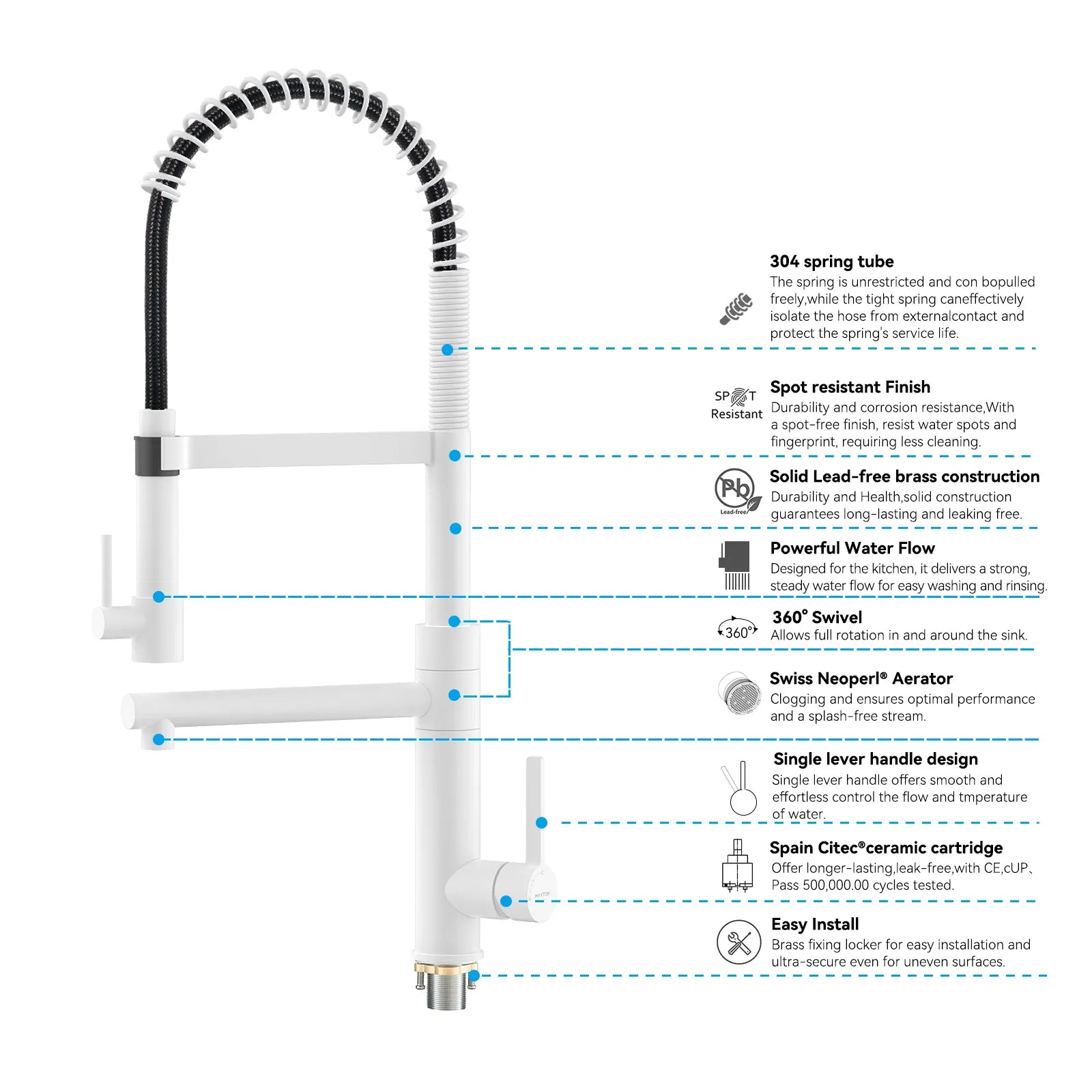 Semi-Pro Solid Brass Pull-Out Kitchen Faucet with Filtered Water Tap – Dual-Function Sprayer – KFB1508