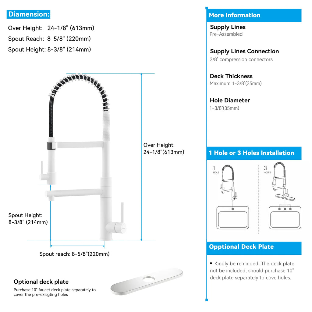 Semi-Pro Solid Brass Pull-Out Kitchen Faucet with Filtered Water Tap – Dual-Function Sprayer – KFB1508