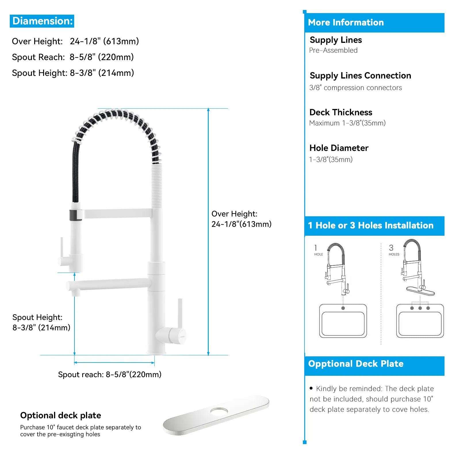 Semi-Pro Solid Brass Pull-Out Kitchen Faucet with Filtered Water Tap – Dual-Function Sprayer – KFB1508