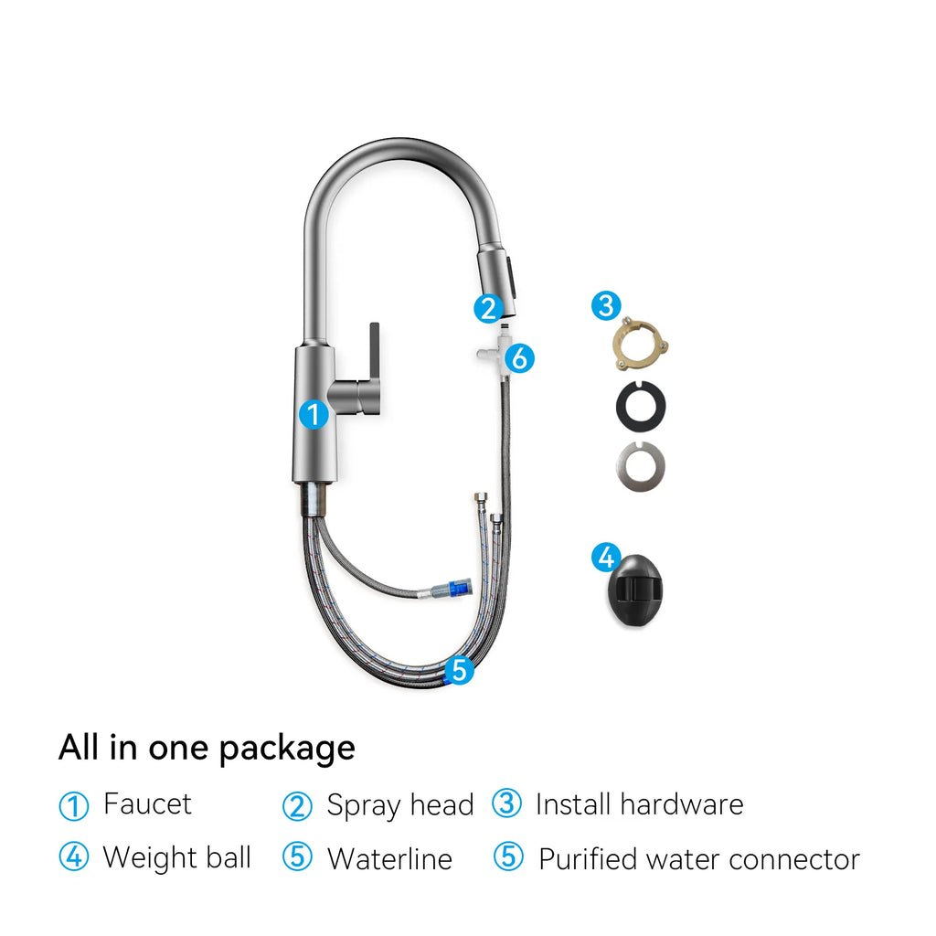 Solid Brass Pull-Down Kitchen Faucet – 4-Function Spray Head – KFB1510