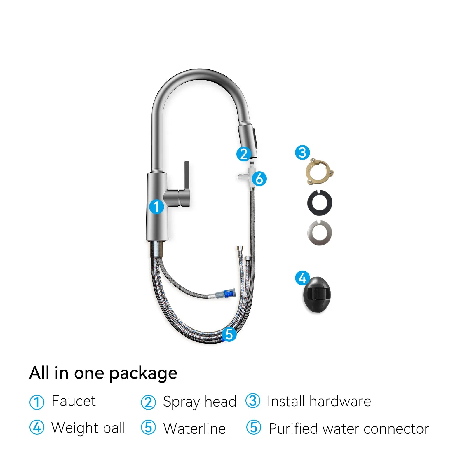 Solid Brass Pull-Down Kitchen Faucet – 4-Function Spray Head – KFB1510