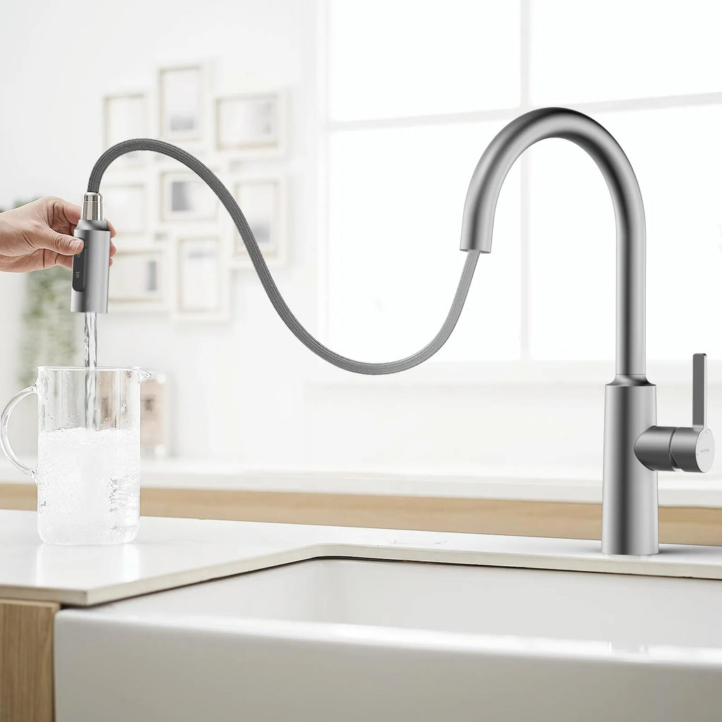 Solid Brass Pull-Down Kitchen Faucet – 4-Function Spray Head – KFB1510