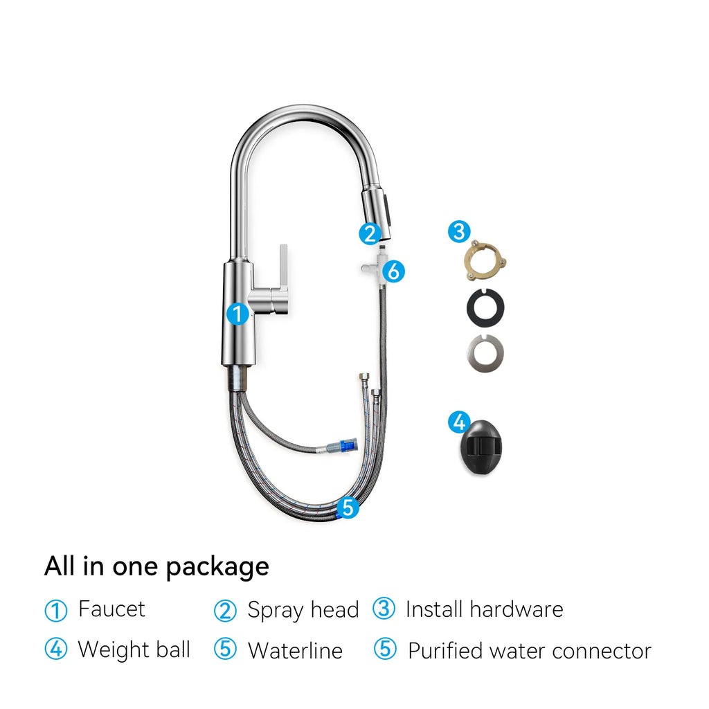 Solid Brass Pull-Down Kitchen Faucet – 4-Function Spray Head – KFB1510